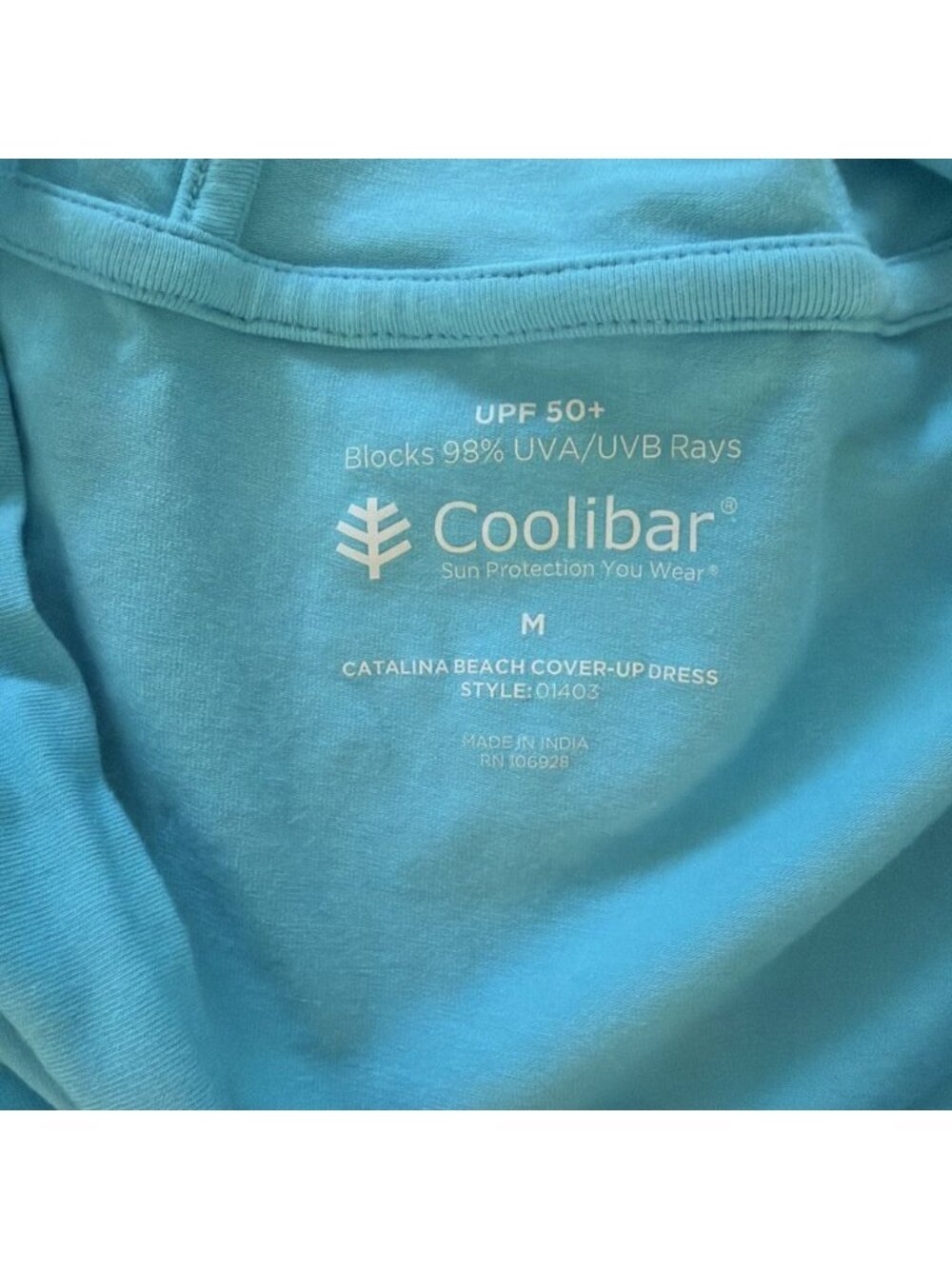 Coolibar Women's Catalina Beach Cover-Up Dress Blue UPF 50 Size M (Y16) - Picture 3 of 5